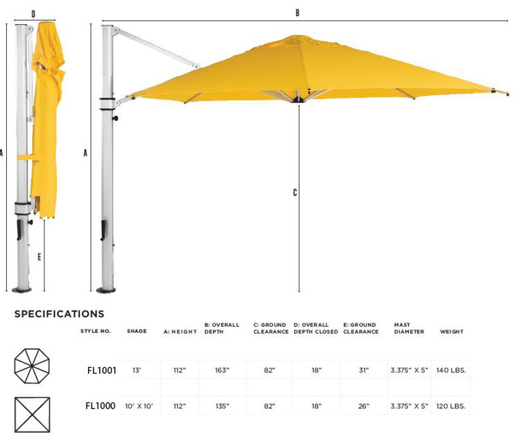 Floridian Cantilever Series Umbrella - Commercial Grade-1069